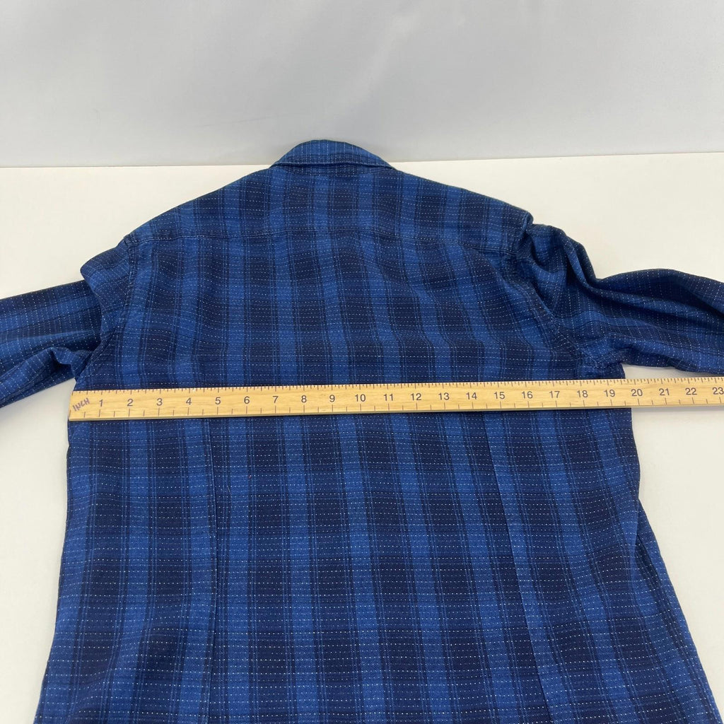 Barbour Men's Blue Check Flannel Shirt Button Up Long Sleeve - UK size M