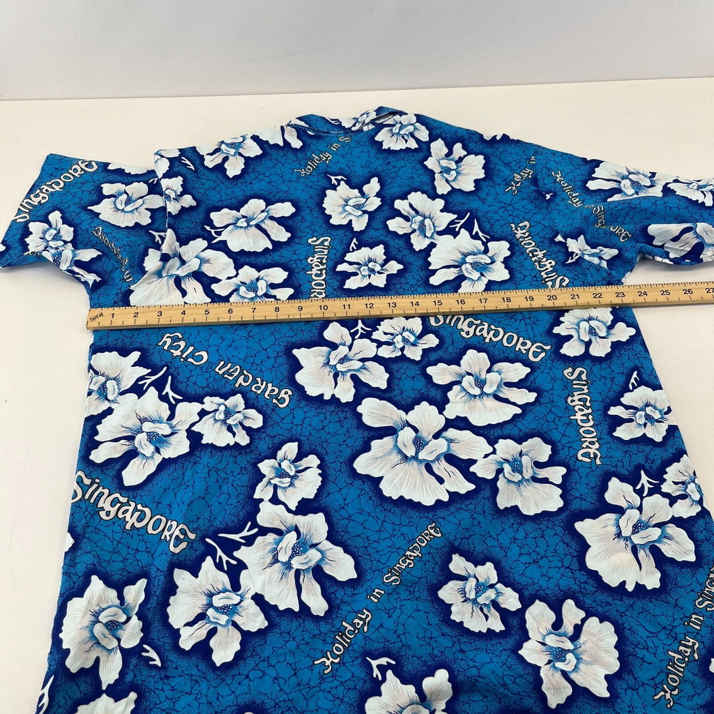 Garden City Singapore Blue Hawaiian Shirt Designer Holiday Short Sleeve size L