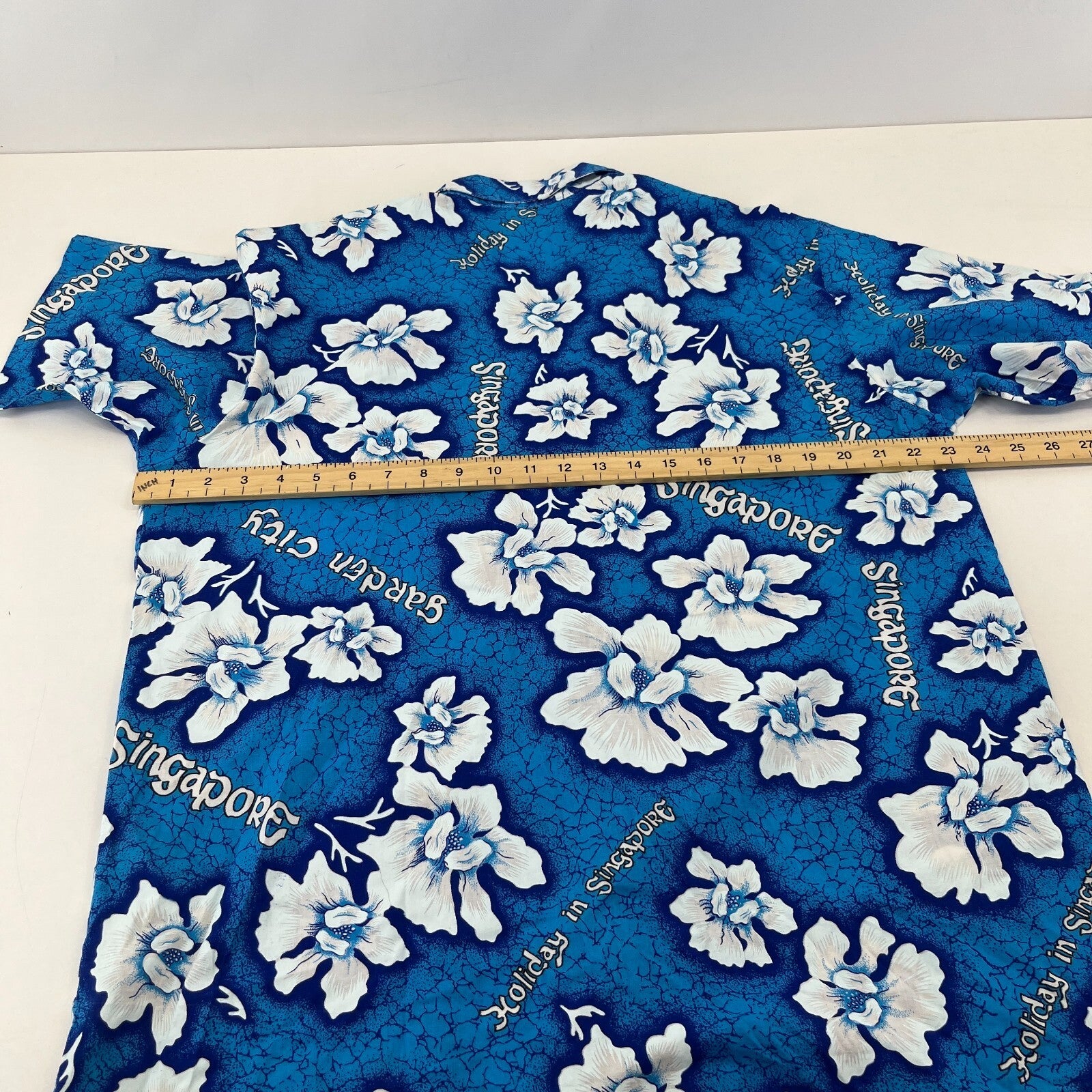 Garden City Singapore Blue Hawaiian Shirt Designer Holiday Short Sleeve size L