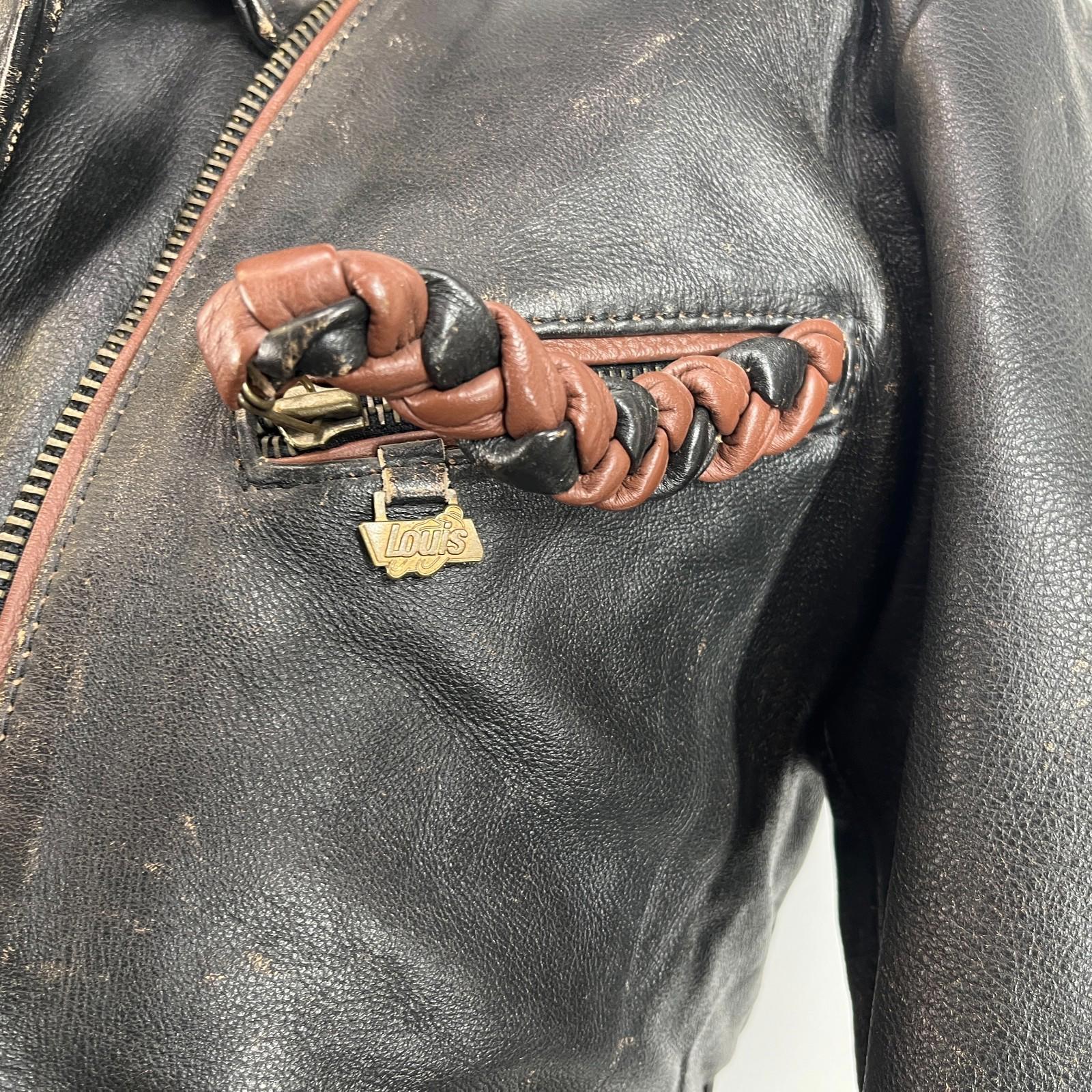 Vintage Louis Leather Biker Jacket Jacket Distressed Black Women's size 42