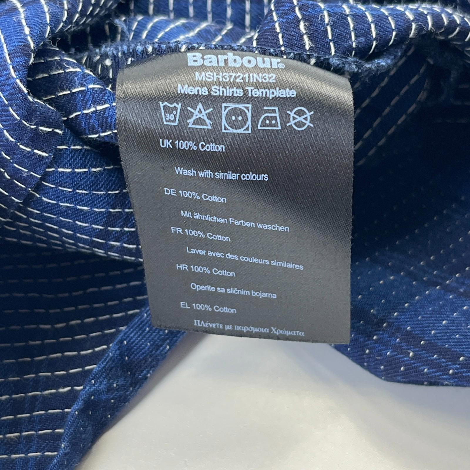 Barbour Men's Blue Check Flannel Shirt Button Up Long Sleeve - UK size M