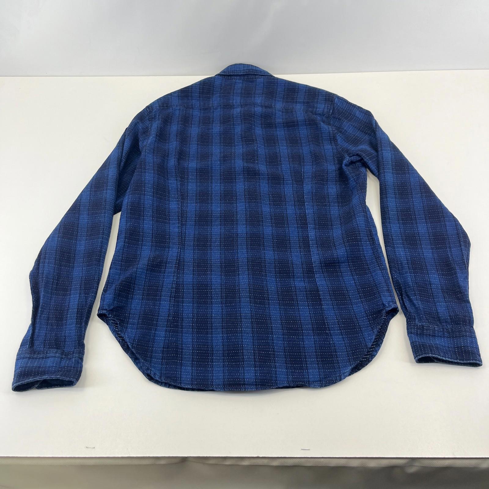 Barbour Men's Blue Check Flannel Shirt Button Up Long Sleeve - UK size M