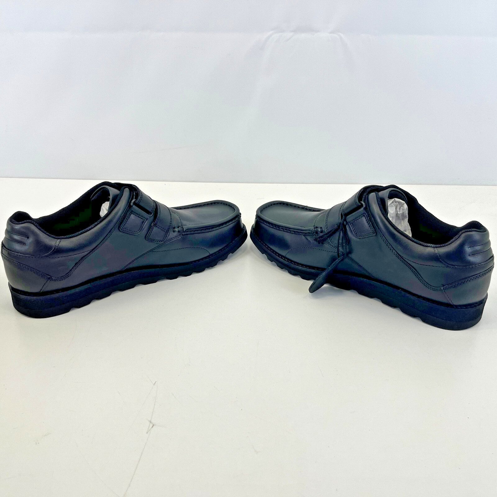 Pretty Green Harrow Easy Fasten Shoes Moccasin Loafers Mens Black Leather UK 8.5
