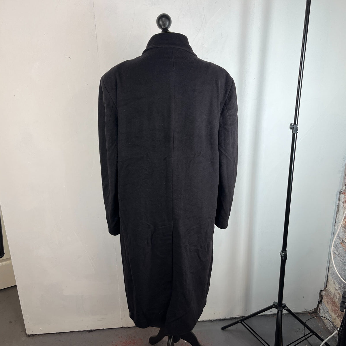 Marco Ricci Black Cashmere & Wool Overcoat Single Breast Made in Italy EU 52 (L)