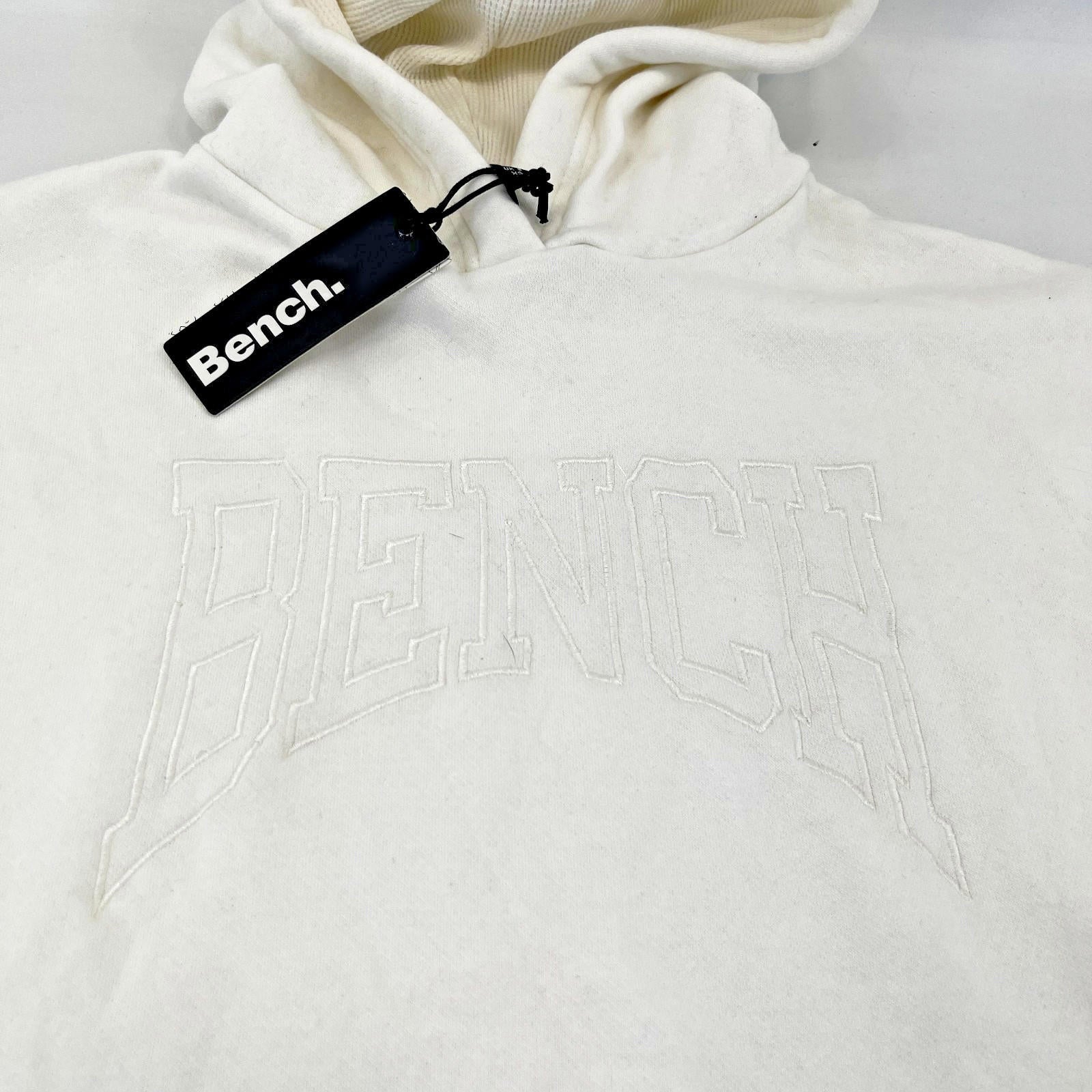 Bench Women's Hoodie Sweatshirt in White with Spellout size 8 Loose Fit - New