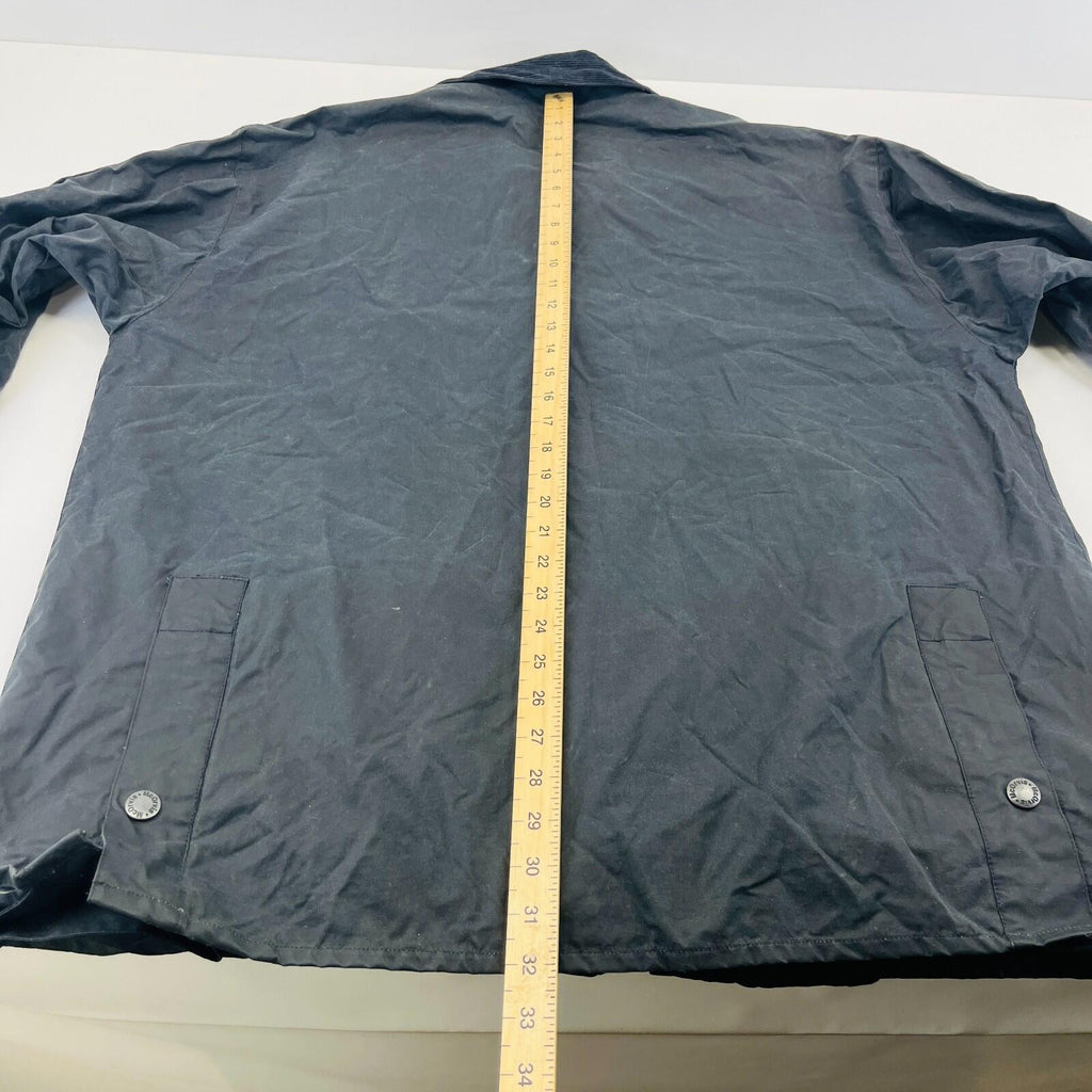 Mc Orvis Wax Jacket Mens size M Black Waxed Hooded Coat Made in the UK