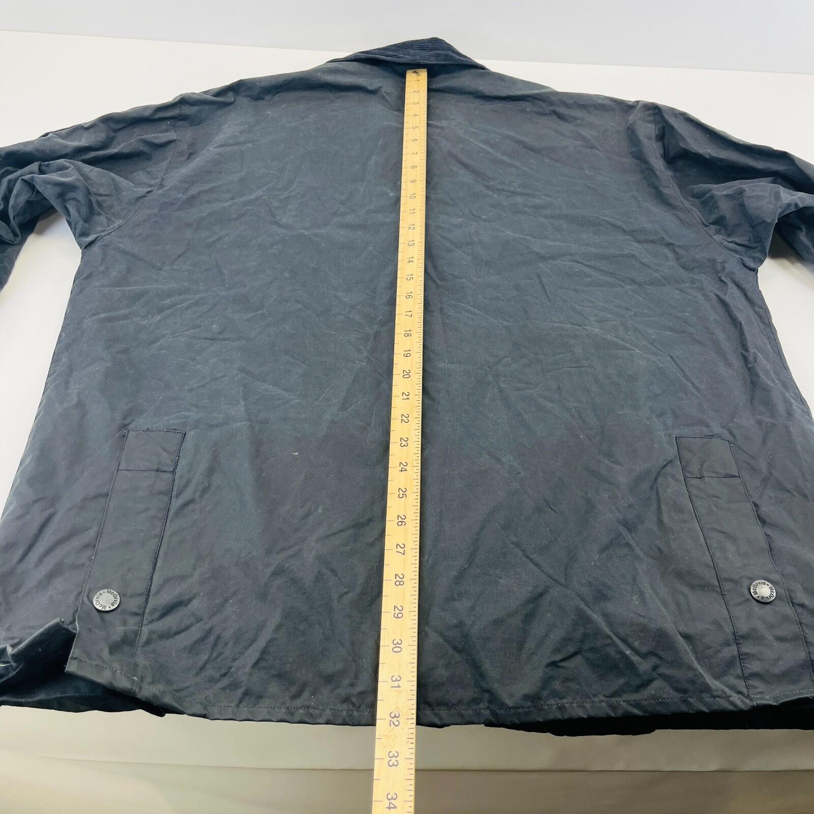 Mc Orvis Wax Jacket Mens size M Black Waxed Hooded Coat Made in the UK