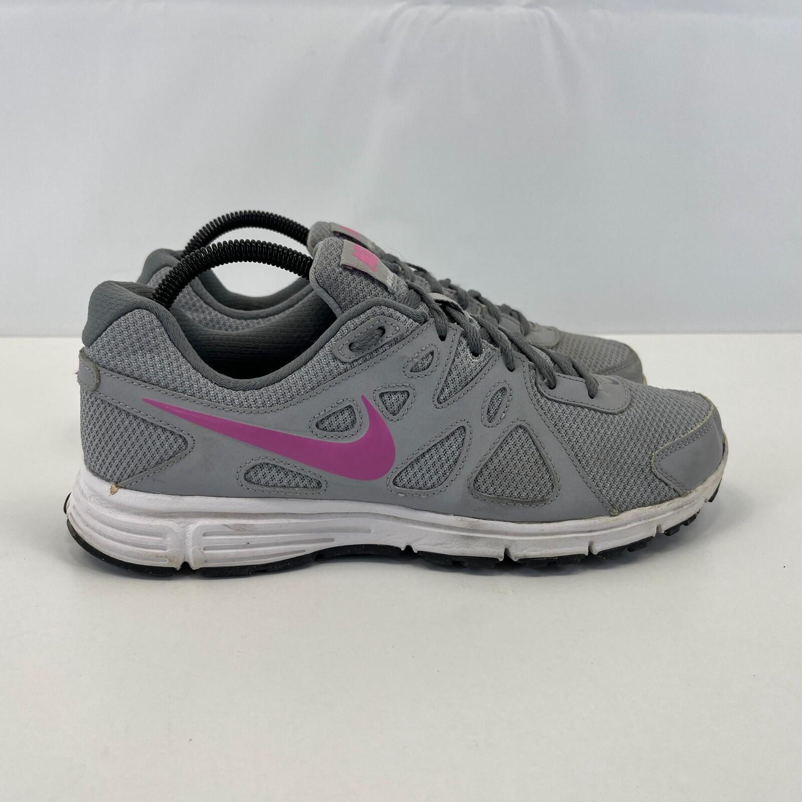 Nike Trainers Revolution 2 Grey & Pink Mesh Running Gym Shoes size UK 7 / EU 41