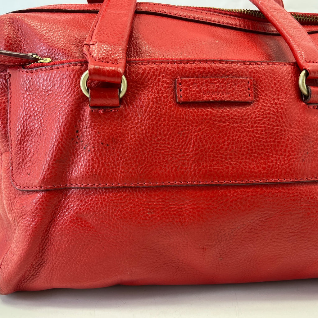 Genuine Vintage Radley Medium size Shoulder Bag Handbag Red Leather