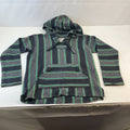 Genuine Mexican Baja Hoodie Pullover Hippie Festival Green/Black/Grey UK size M