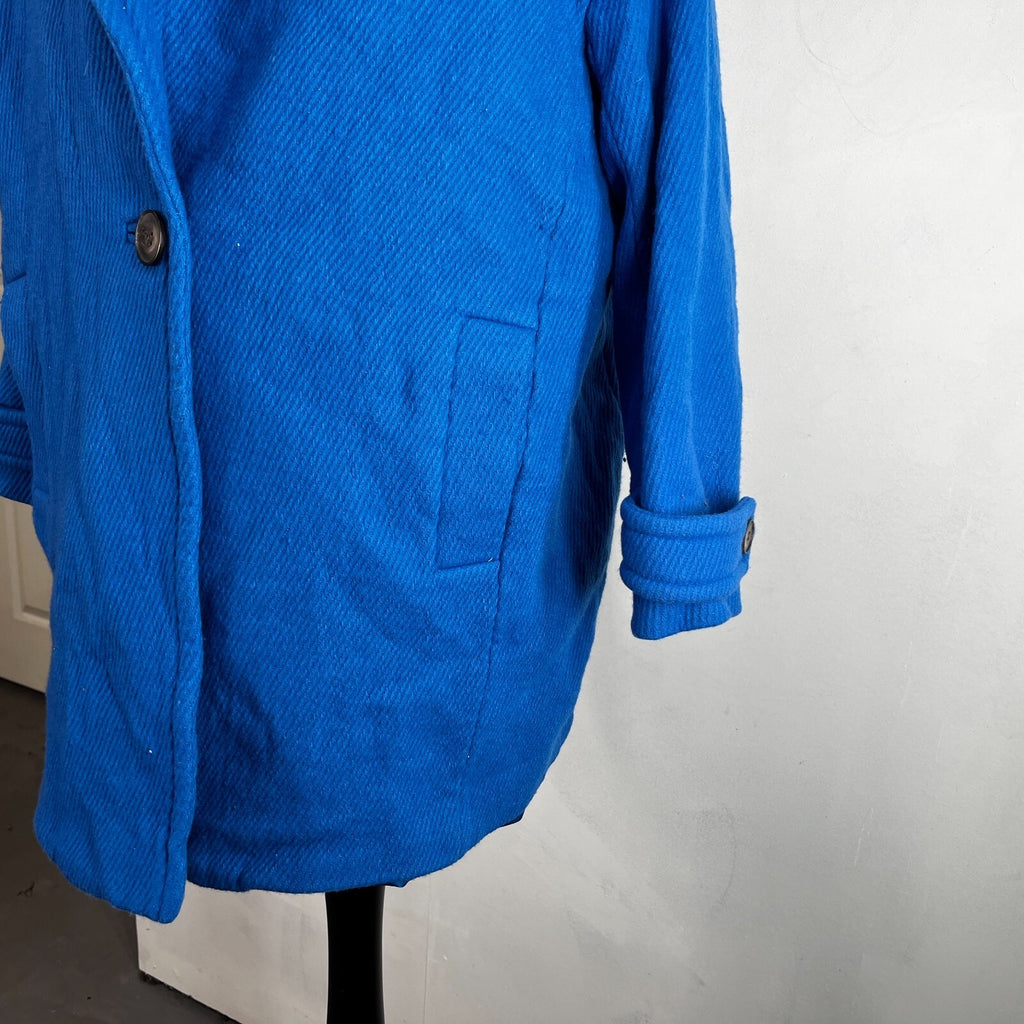 Hobbs Royal Blue Wool Blend Coat Jacket size 16 Single Button Front