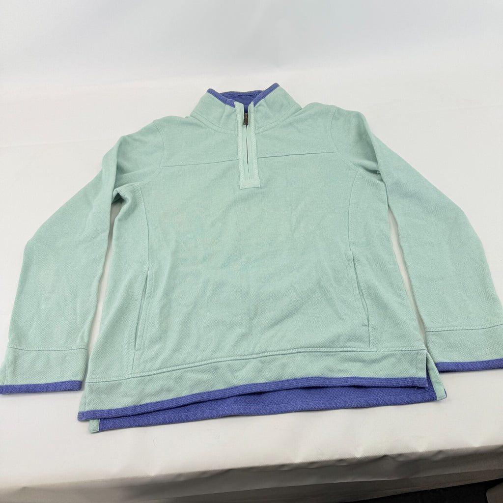 Weird Fish The Airlie Womens Distressed Look Pullover 1/4 Zip Pale Blue size 12