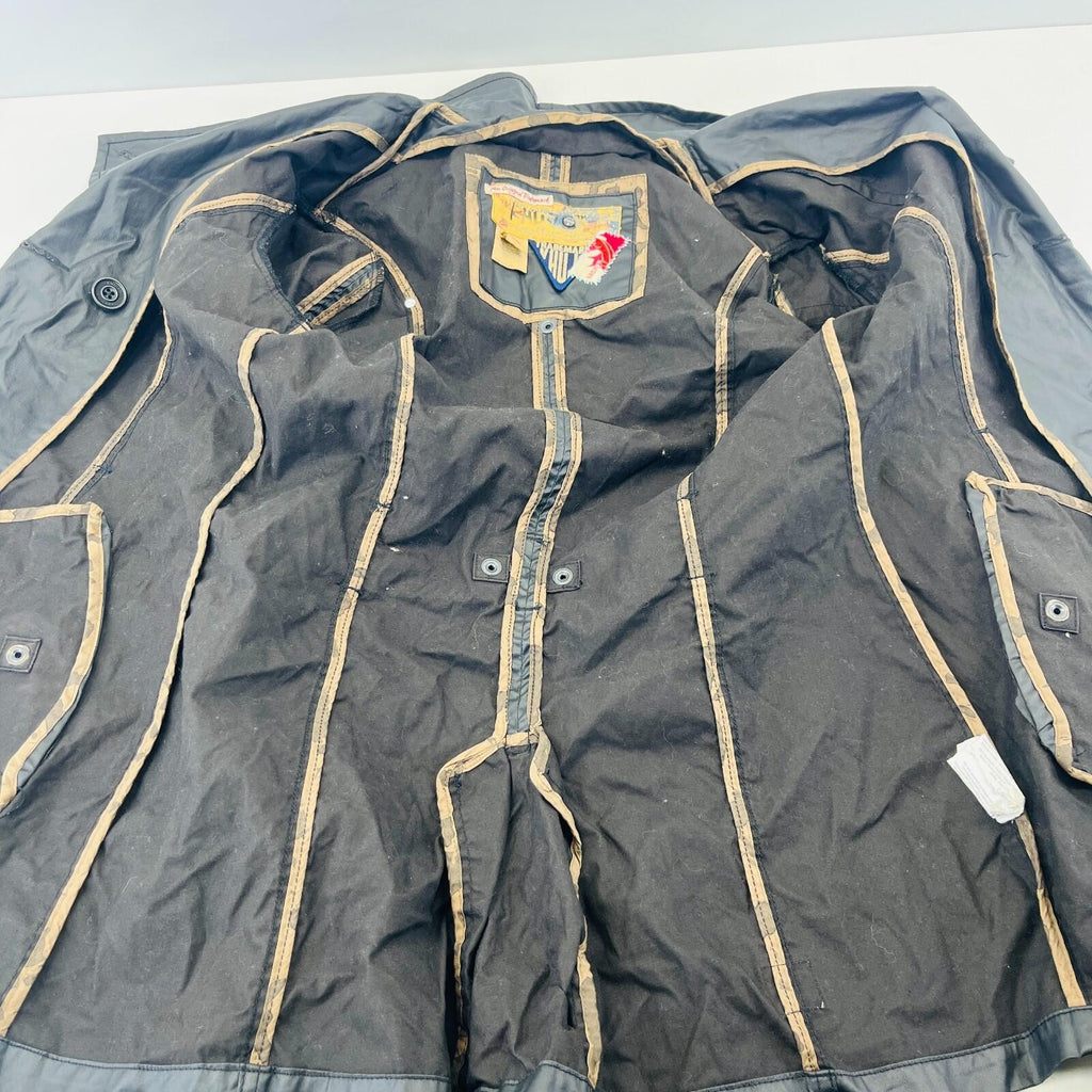 Khujo Womens Wax Cotton Goth Jacket in Black Double Breasted Belted size Large