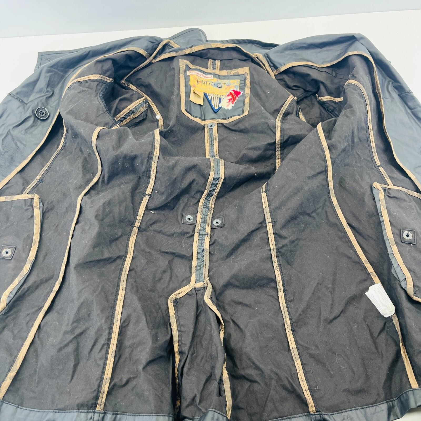 Khujo Womens Wax Cotton Goth Jacket in Black Double Breasted Belted size Large