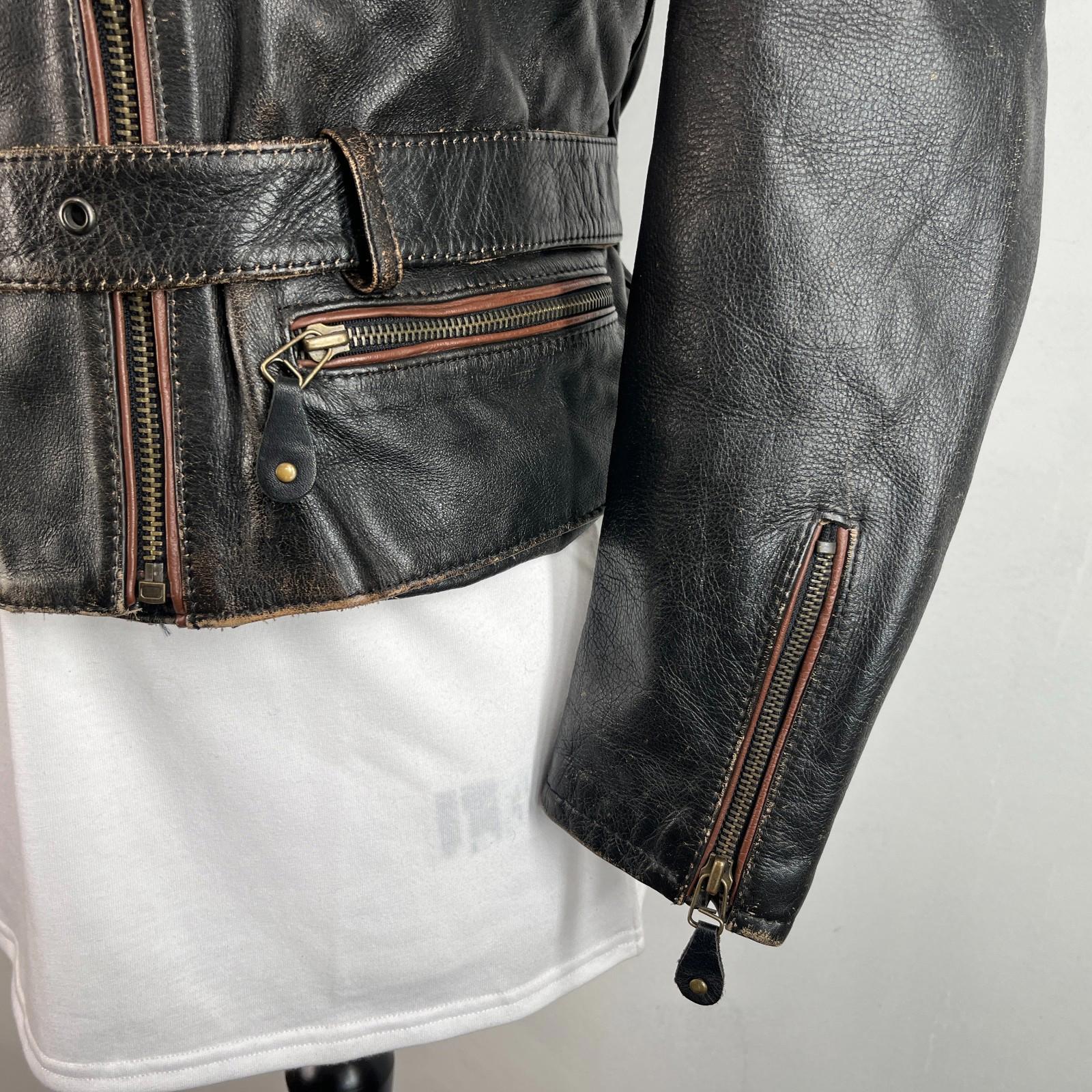 Vintage Louis Leather Biker Jacket Jacket Distressed Black Women's size 42