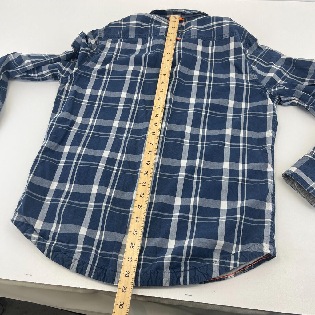 SuperDry Men's Lined Check Work Chore Shirt in Blue size XL