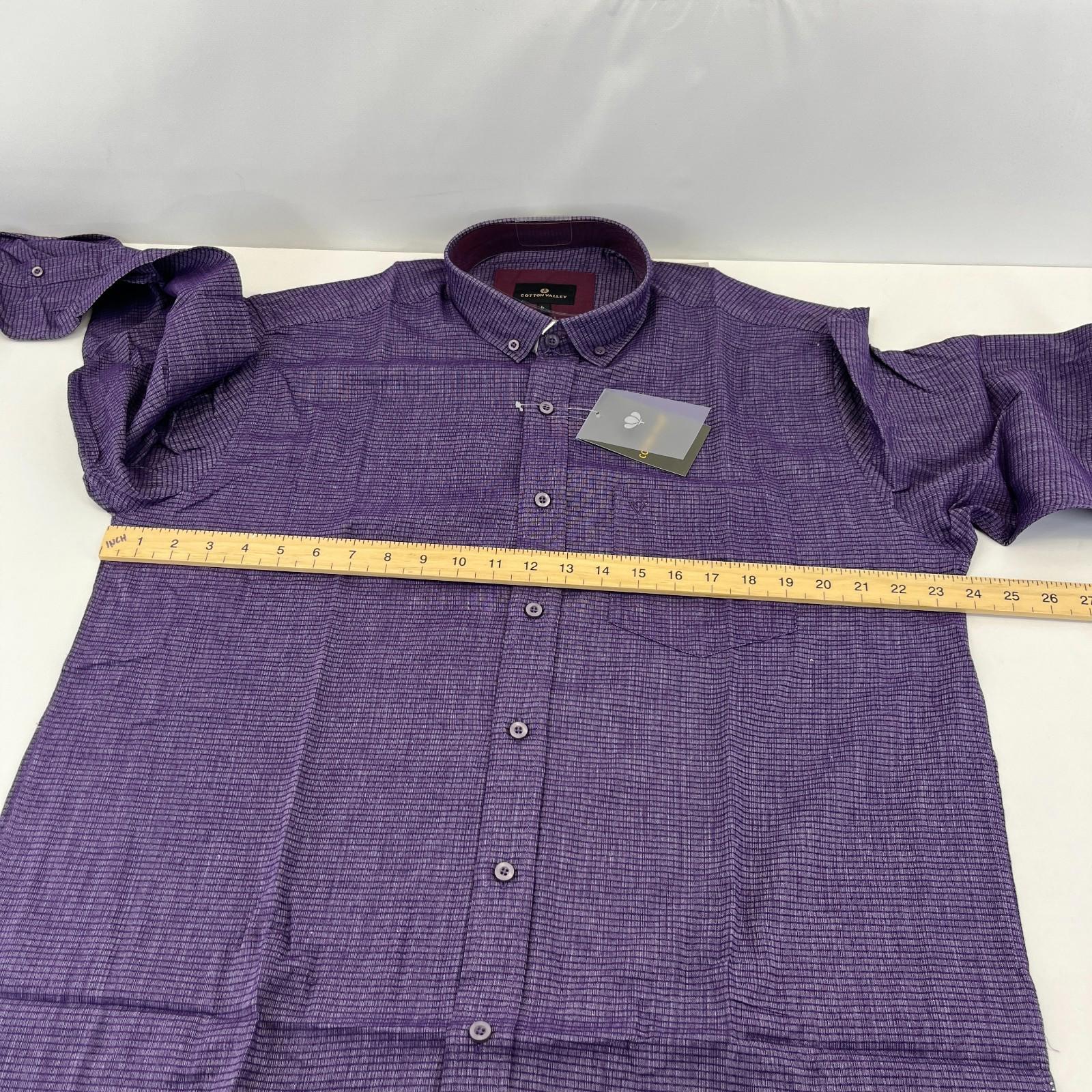 Cotton Valley Long Sleeve Shirt Purple Weave Button Down Collar UK size Large