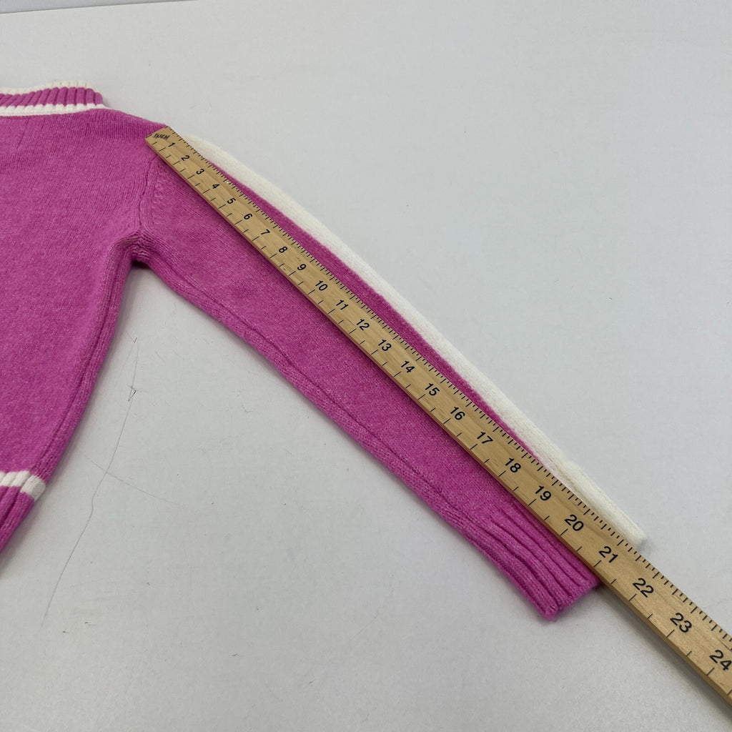 Zara Girl's Knit Jumper Crew Neck Pullover Sweater Pink & White size 11-12yrs