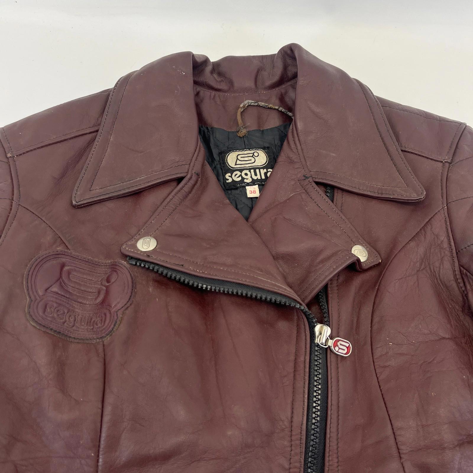 Segura Women's Vintage Leather Motorcycle Jacket in Oxblood Red size 8