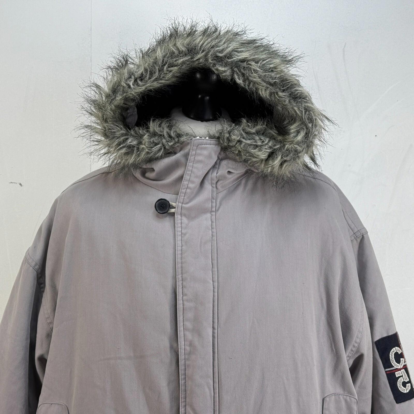 Reebok Fishtail Parka Grey with Faux Fur Fringe - size Medium Oversized