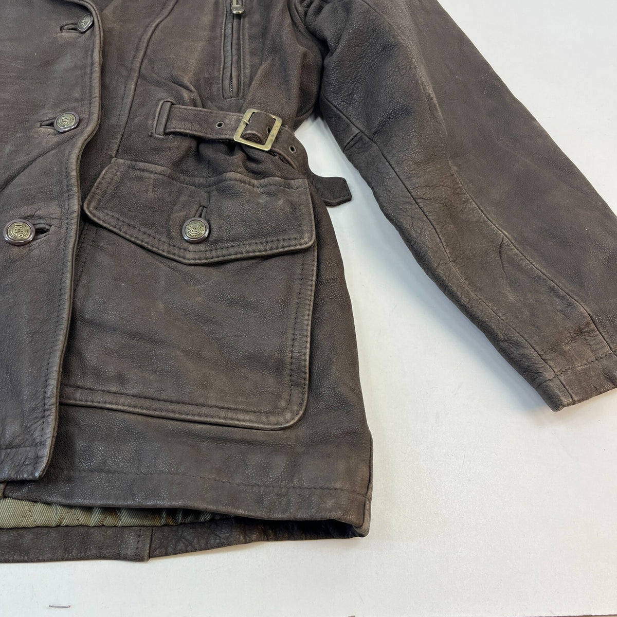 Saki Women’s Brown Leather Aviator Jacket Shearling Collar Insulated size 36