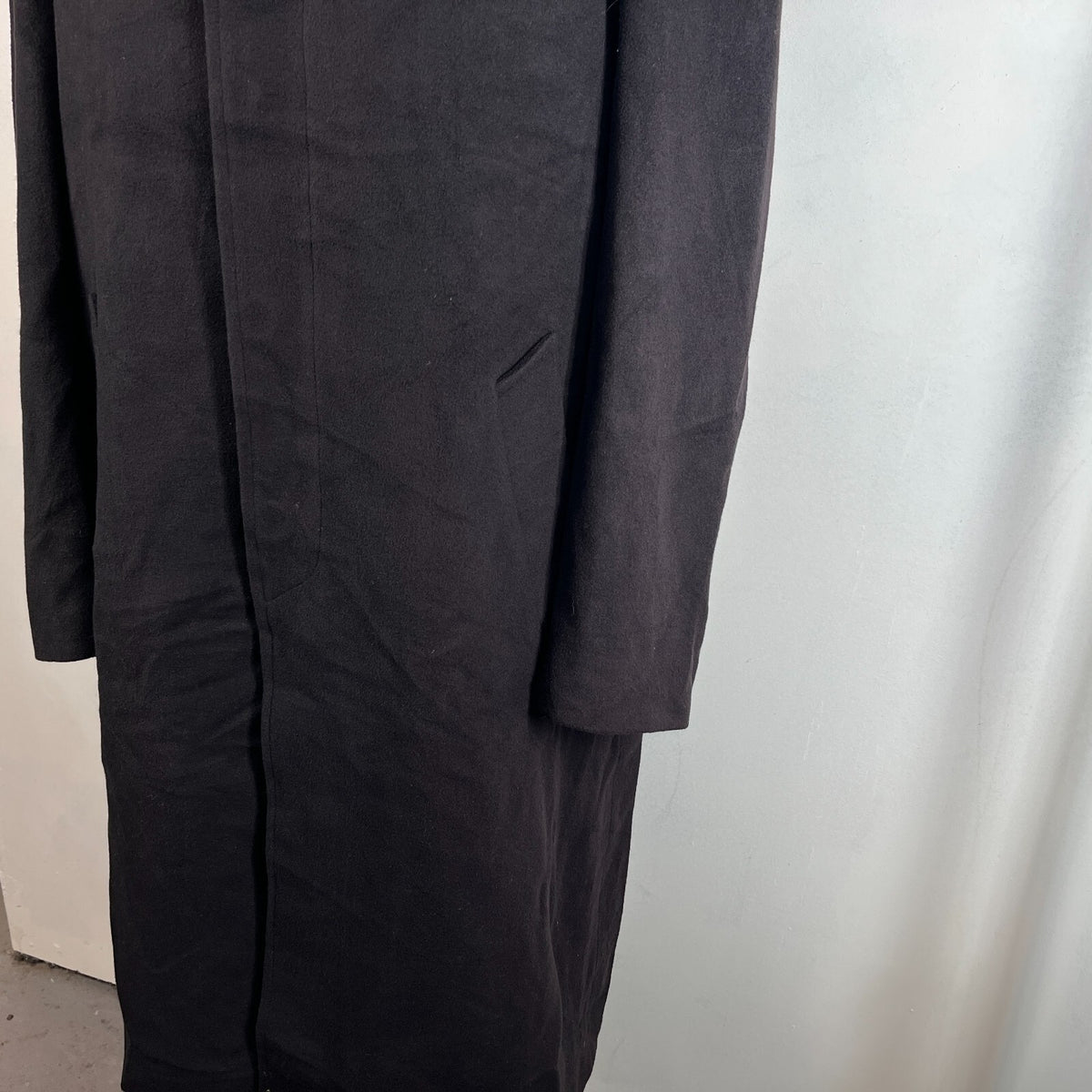 Marco Ricci Black Cashmere & Wool Overcoat Single Breast Made in Italy EU 52 (L)