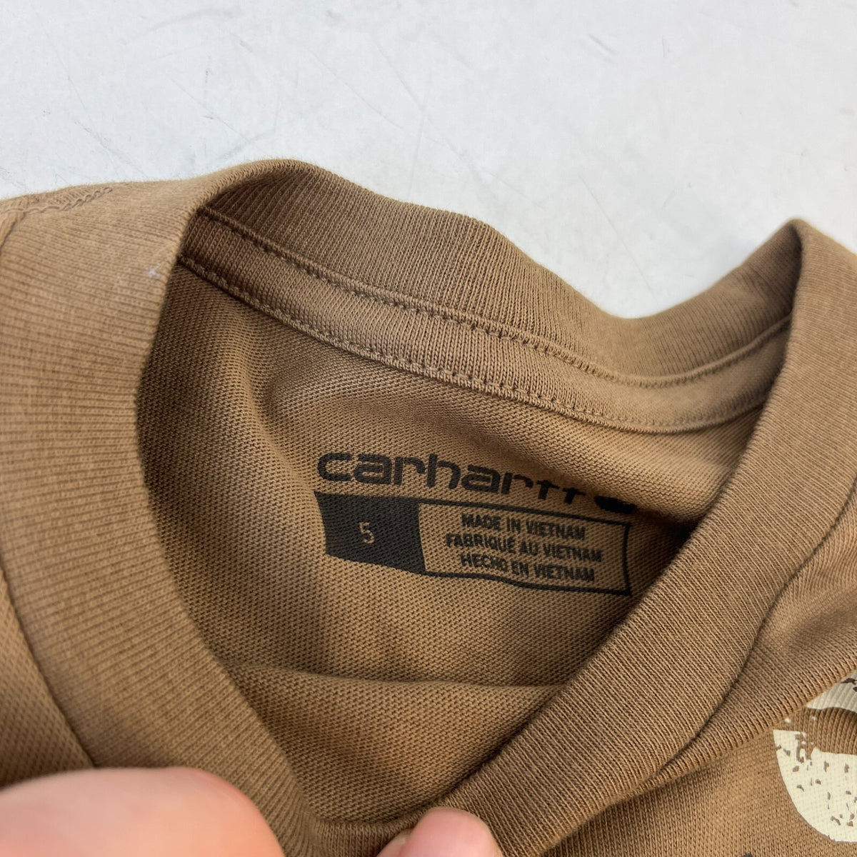 Carhartt Kids Khaki Brown Graphic Print Long Sleeve T-Shirt size 5 years - New
