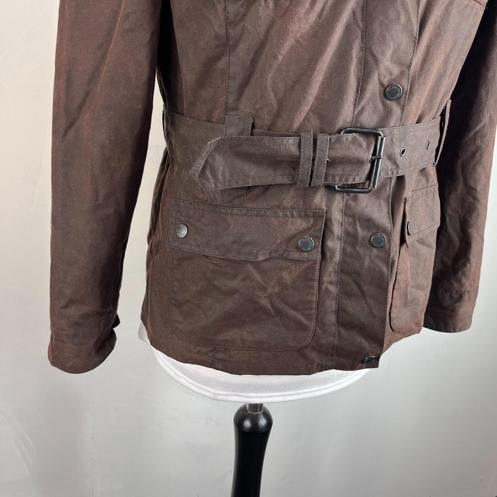 Mc Orvis Wax Jacket Womens size S Brown Waxed Coat with Belt Made in the UK