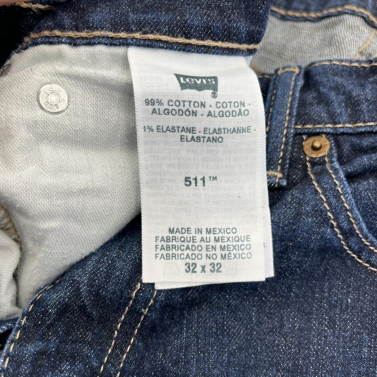 Levis 511 Slim Fit Jeans W32 L32 Blue Denim Straight Leg Mens Casual