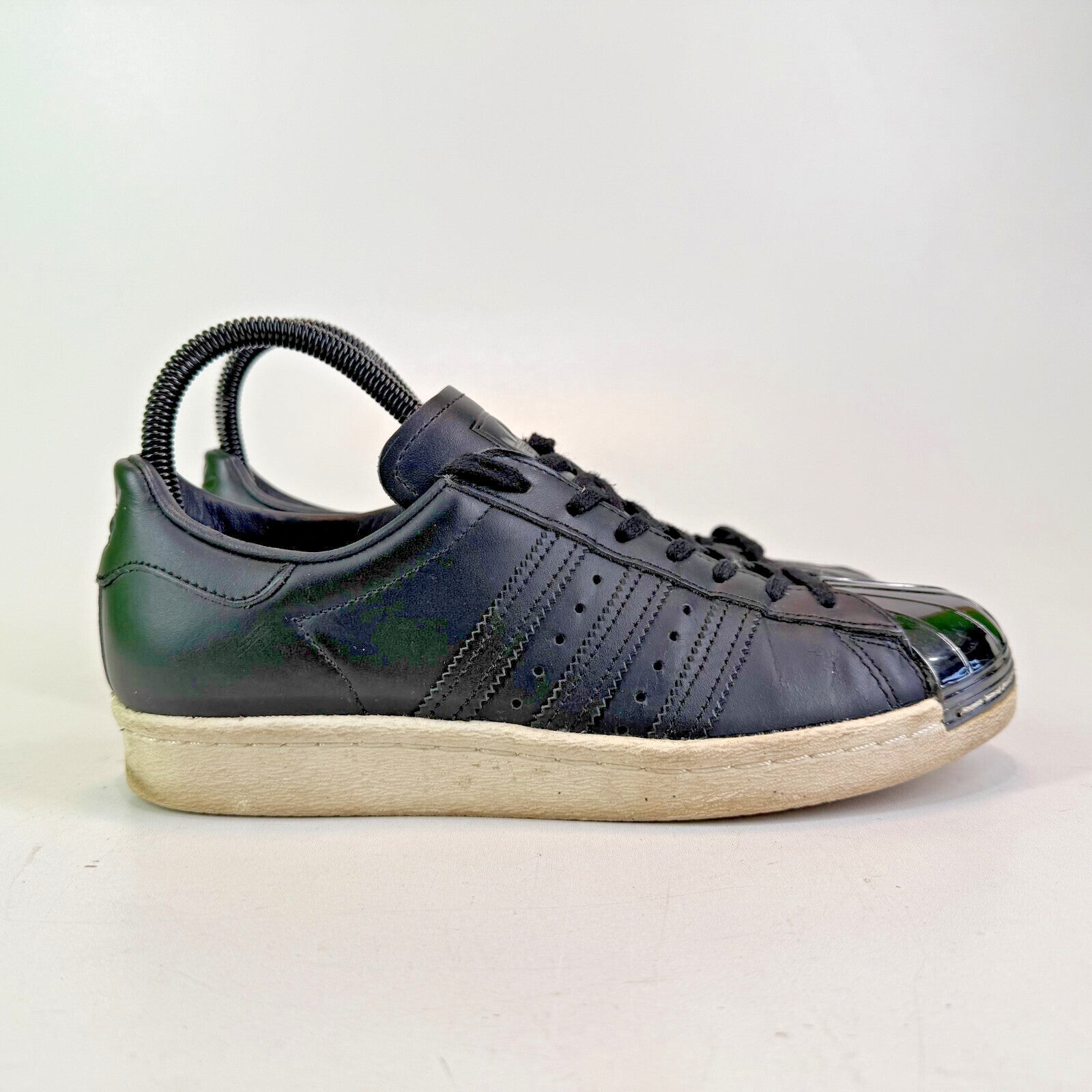 Adidas Superstar Dark Chrome Shell Toes Black Leather White Sole UK size 5