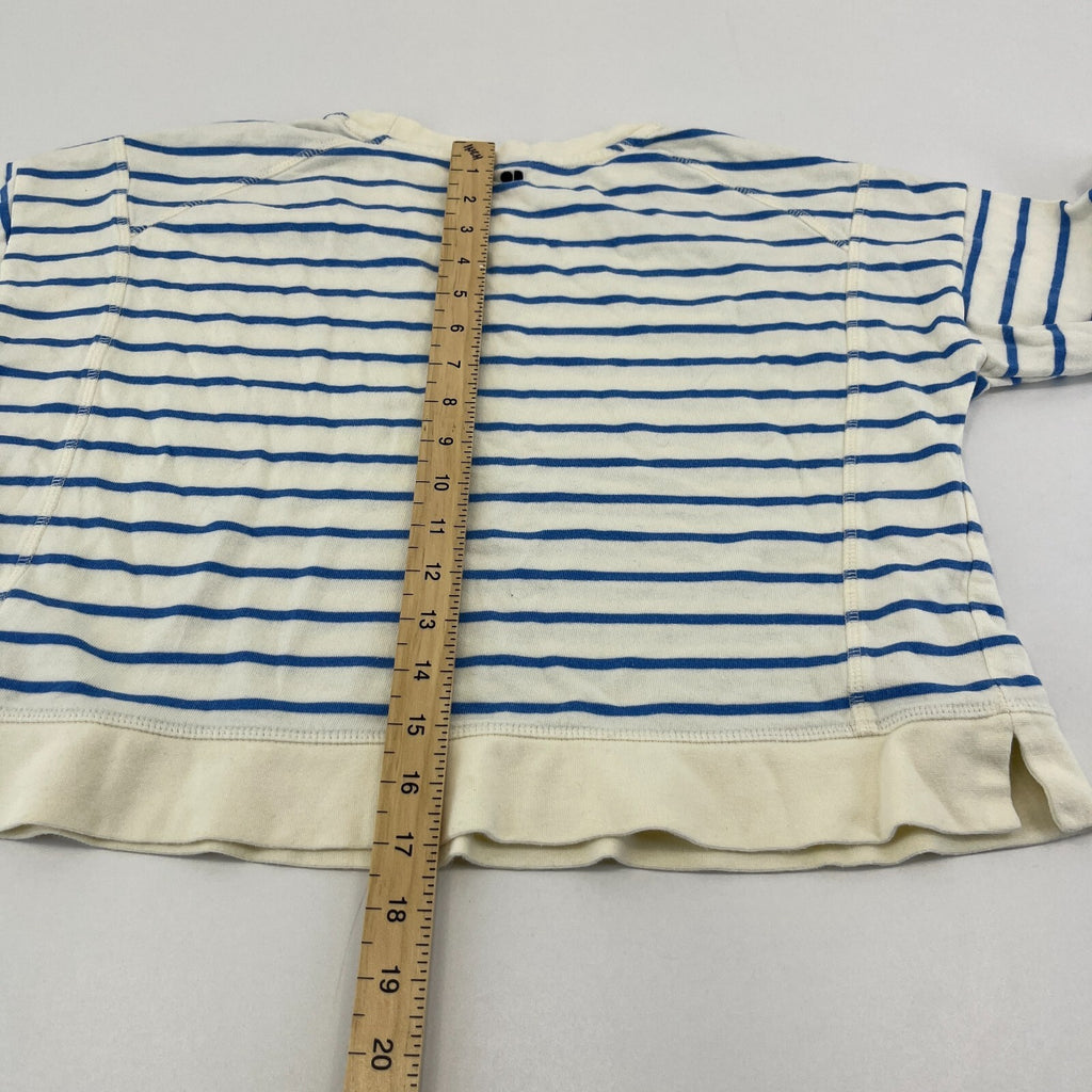 Sweaty Betty After Class Cropped Sweatshirt size XS Oversized White/Blue Striped