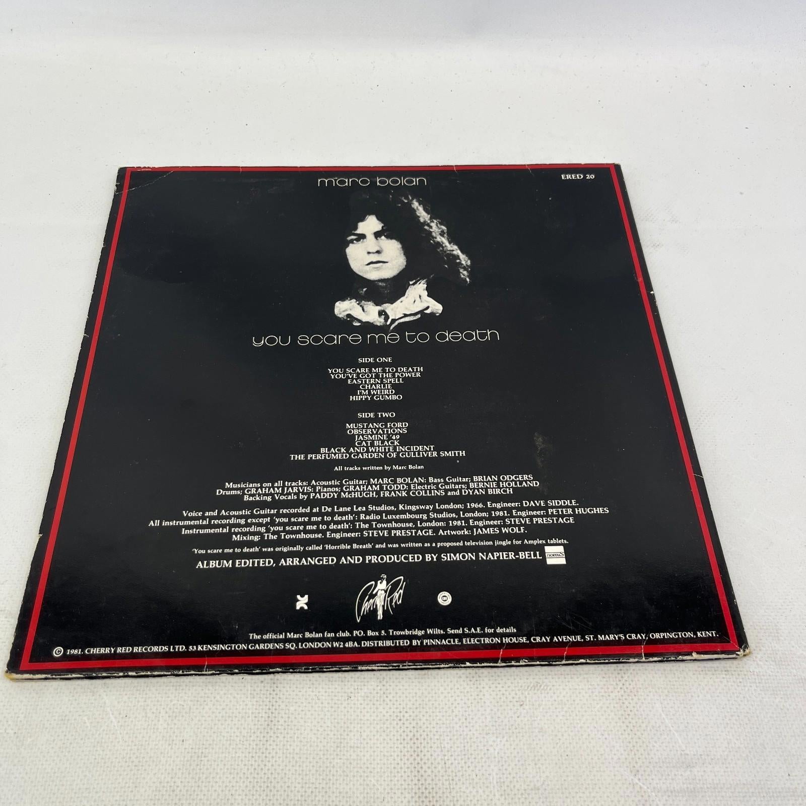Marc Bolan /You Scare Me To Death UK 12" Vinyl LP 1981 Gatefold Book Rock/Glam