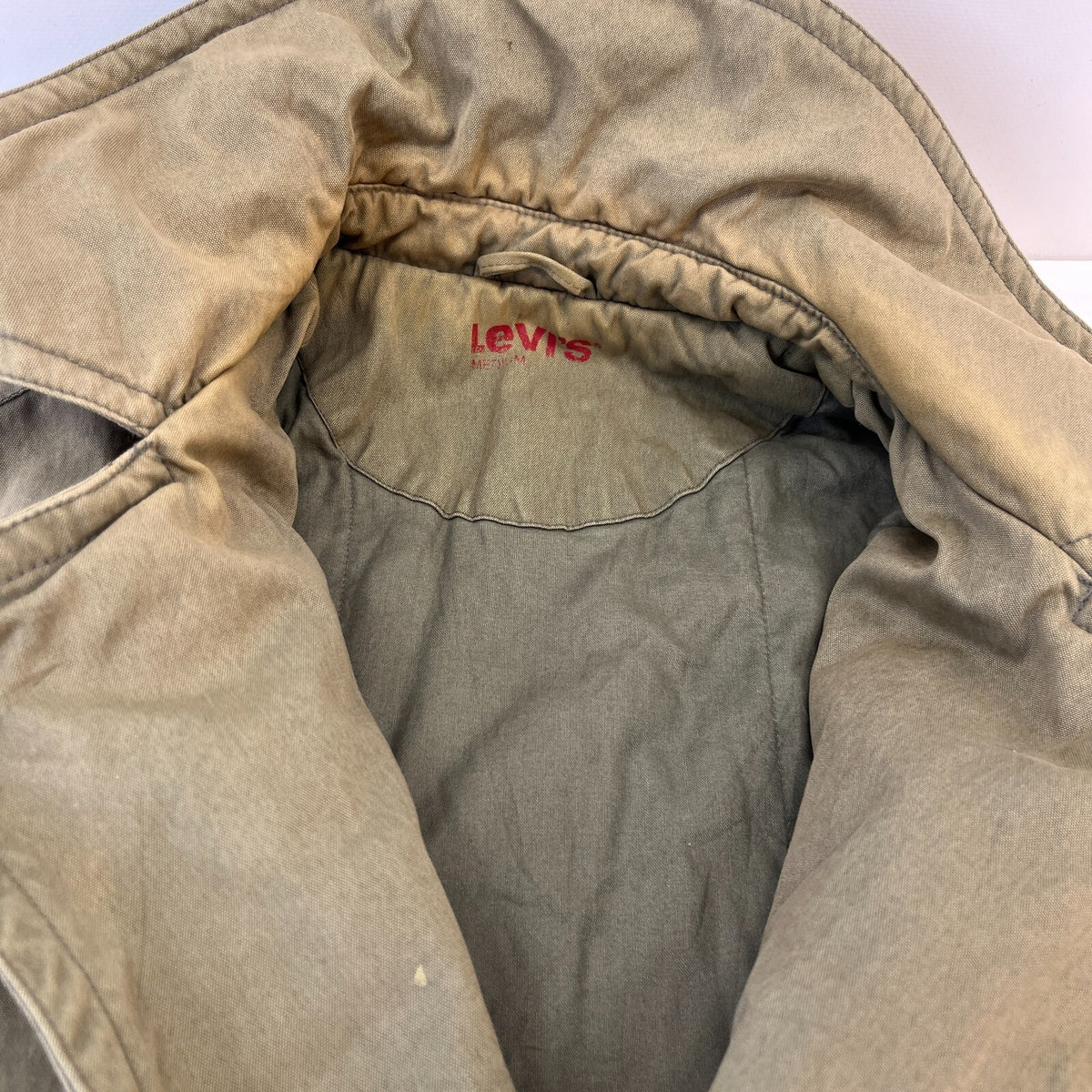 Levi's Double Breasted Parka Jacket Distressed Olive Green Liam Gallagher size M
