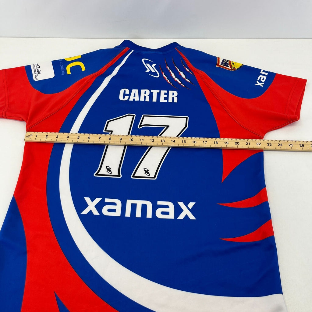 North Yorkshire Wildcats Rugby Shirt Jersey Xamax Blue/Red/White size Large