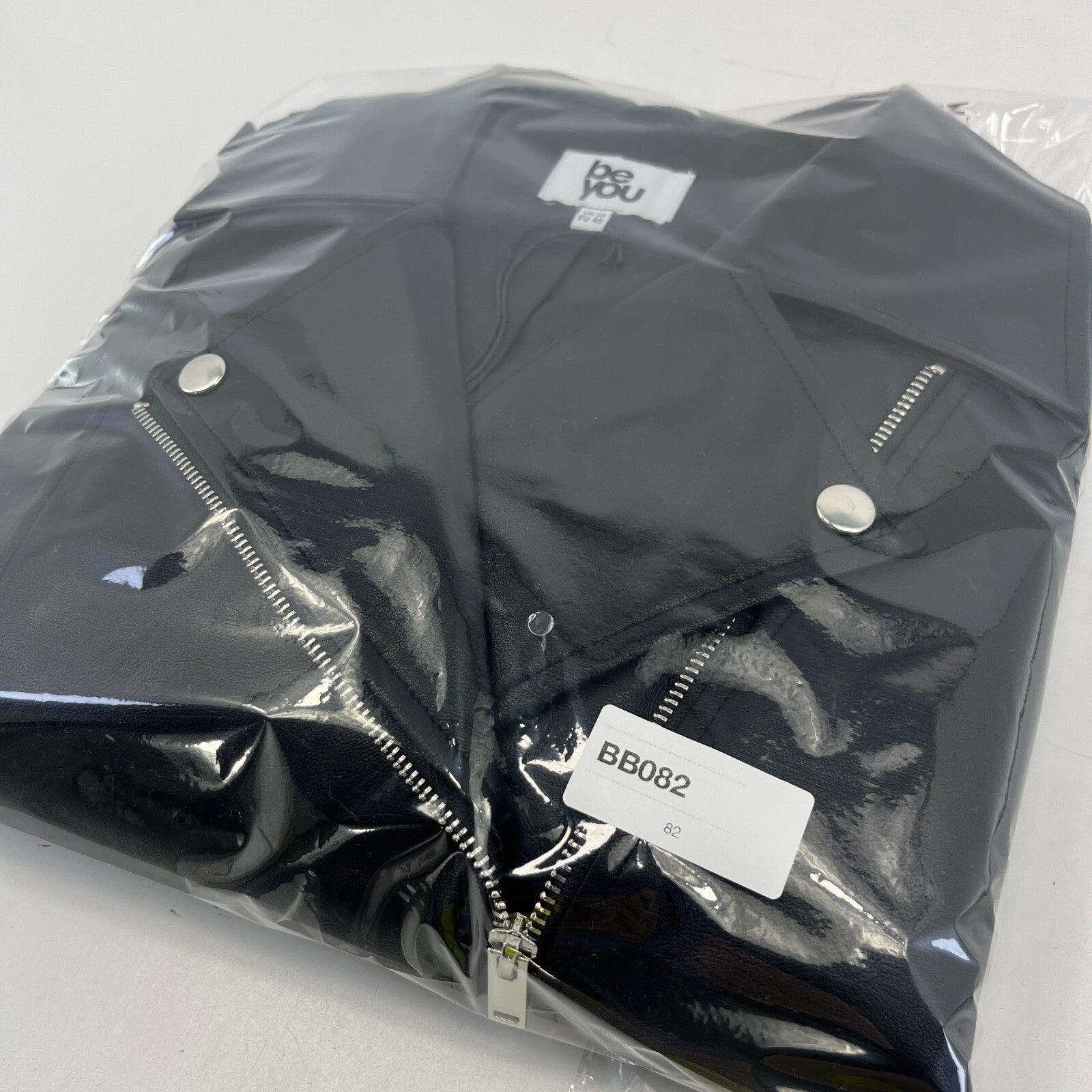 Be You Women’s Black Faux Leather Biker Jacket UK size 20 - New