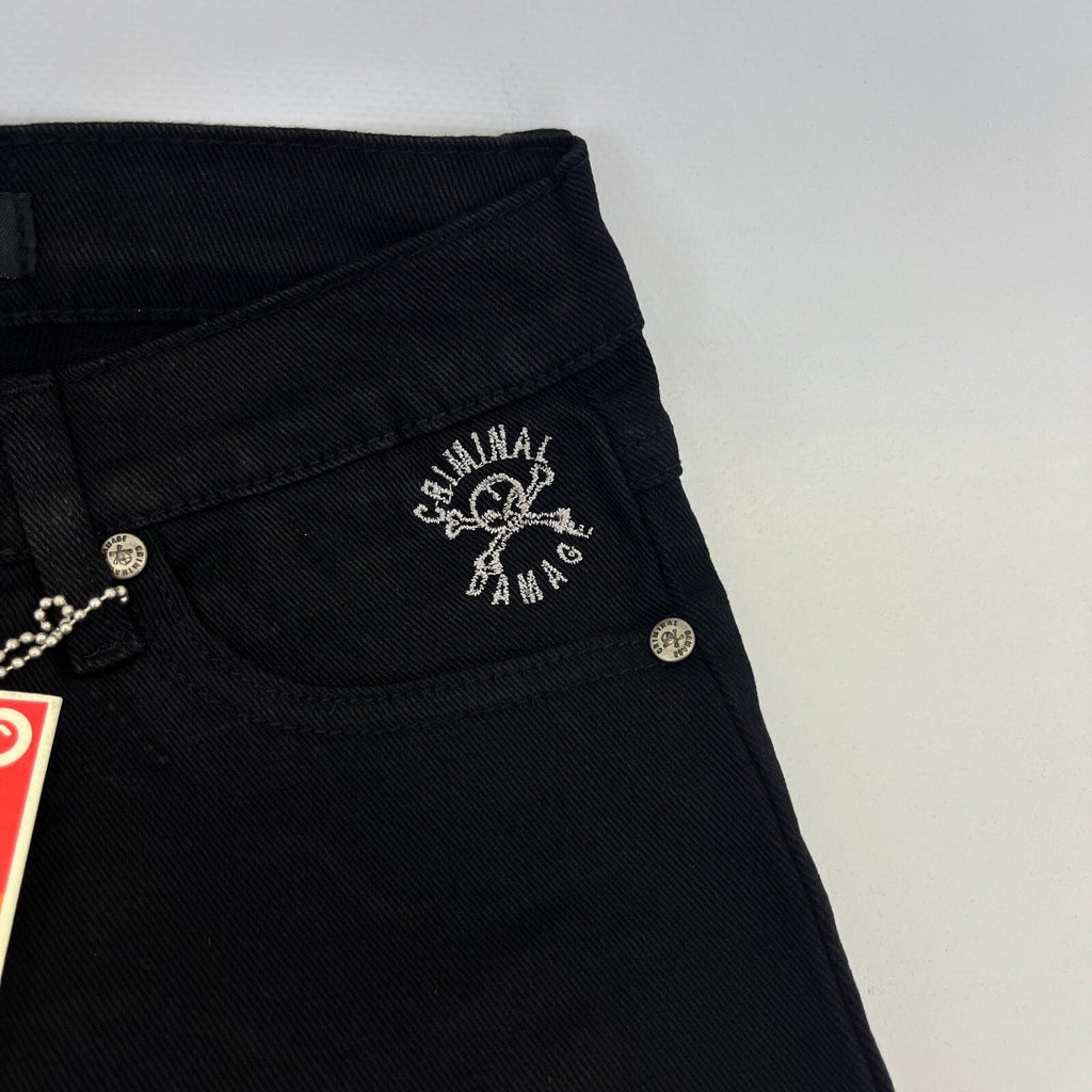 Criminal Damage Drainpipe Jeans Black W25 Skinny Fit Y2K Denim NWT Streetwear