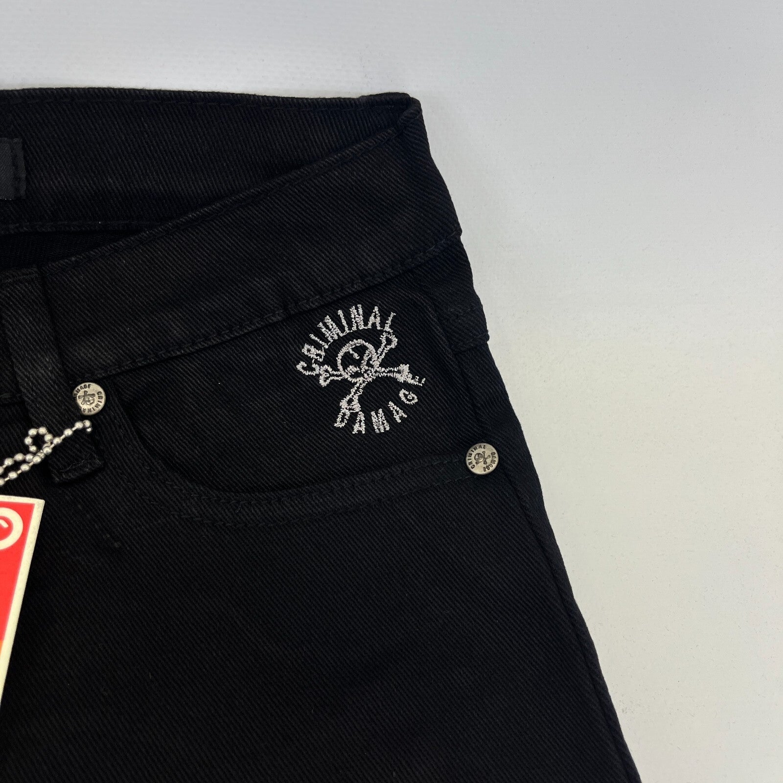 Criminal Damage Drainpipe Jeans Black W25 Skinny Fit Y2K Denim NWT Streetwear