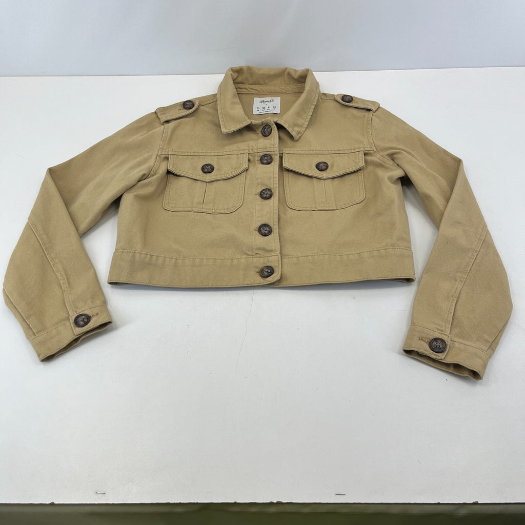 Denim Co Women’s Cropped Khaki Brown Denim Jacket UK size 10 Long Sleeve