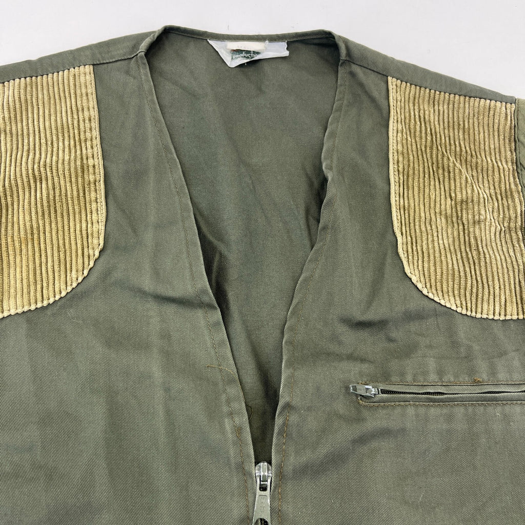 Vintage J Beraha Olive Green Shooting Vest Waistcoat size Large Made in France