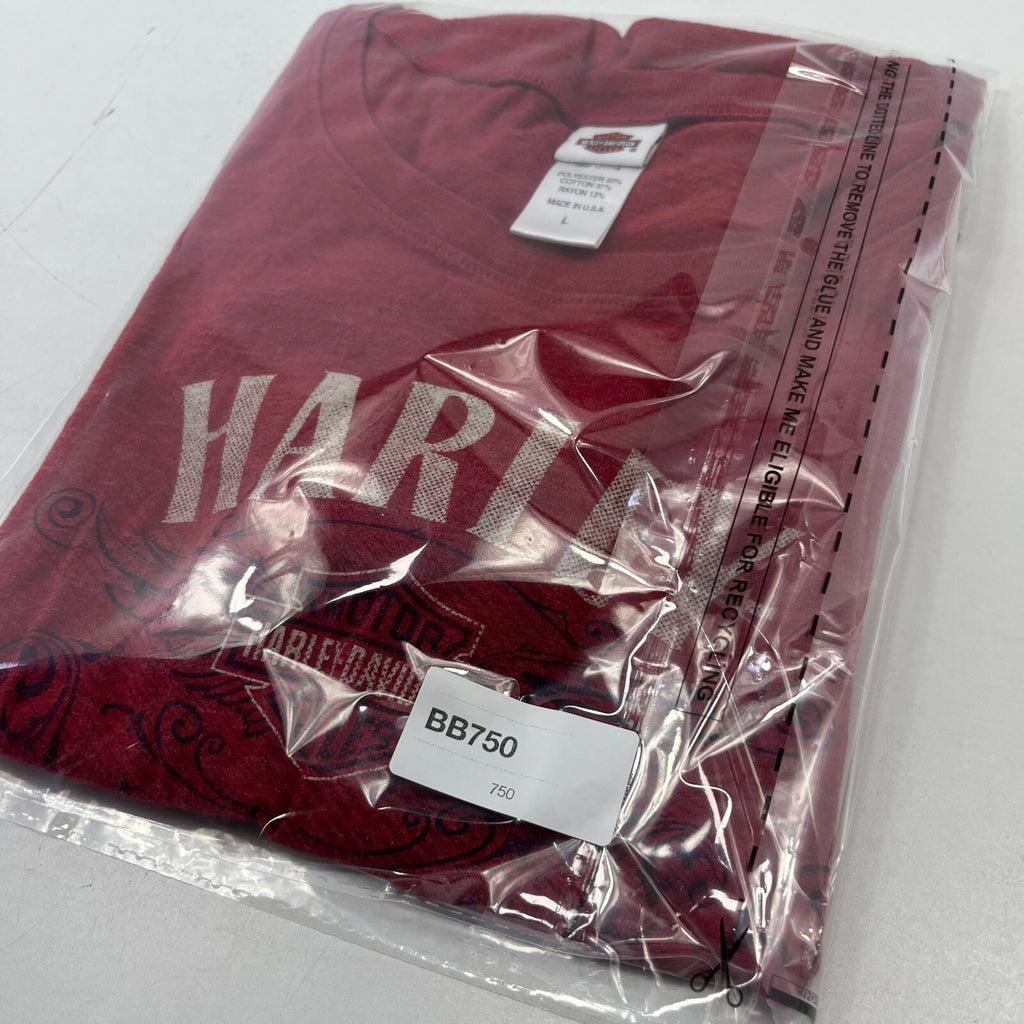 Harley Davidson Vintage Women's T-Shirt 1990’s Red with Spellout size Large