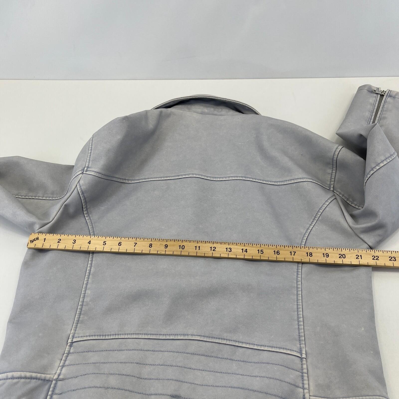 Rita Ora Light Grey Faux Leather Biker Jacket with Belt size 10/12