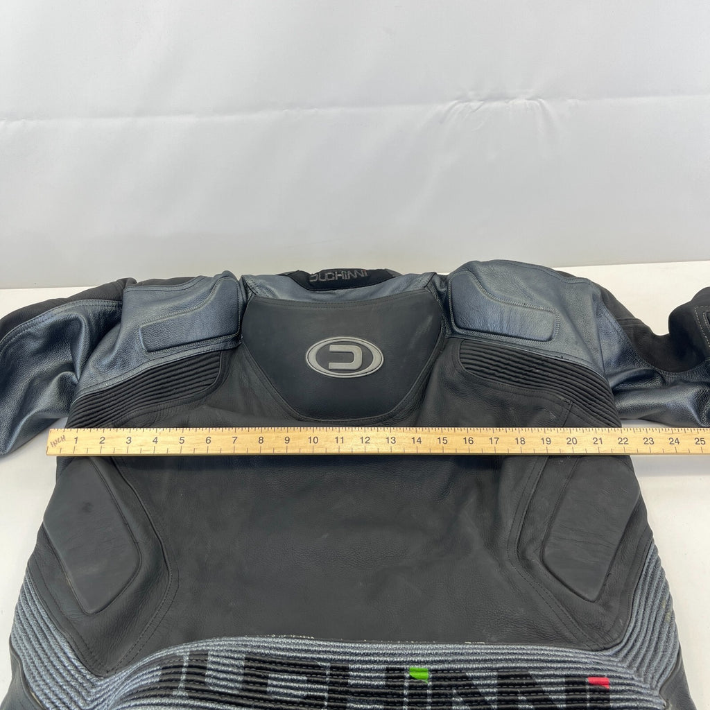 Duchinni 1 Piece Leather Suit with Hump Men's UK 40 EU 50 Black & Gunmetal Grey