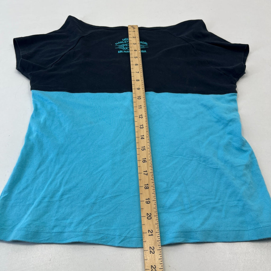 Harley Davidson Vintage Women's Embroidered T-Shirt 1990’s Blue/Black size L
