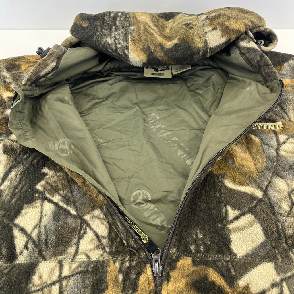 Field & Stream No-Scent Realtree Lined Fleece Jacket XL Mens Hooded Camo Hunting