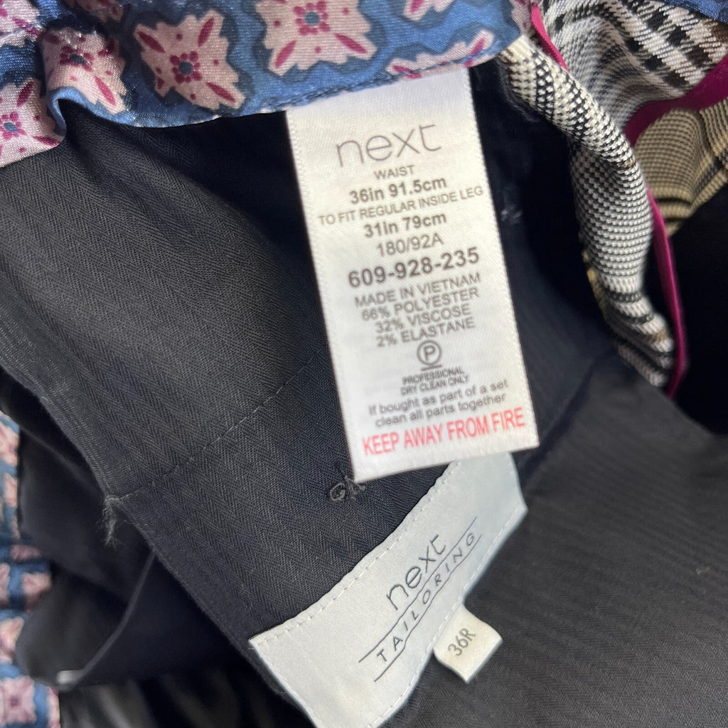 Next Tailoring Men's Grey Check Suit 44L Dark Grey W36 L31 Trousers Skinny Fit
