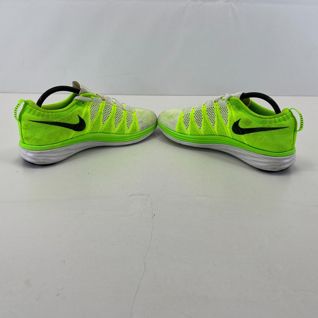 Nikes Flyknit Lunar 2 Womens Trainers Running Shoes Fluro Green & White UK 7.5