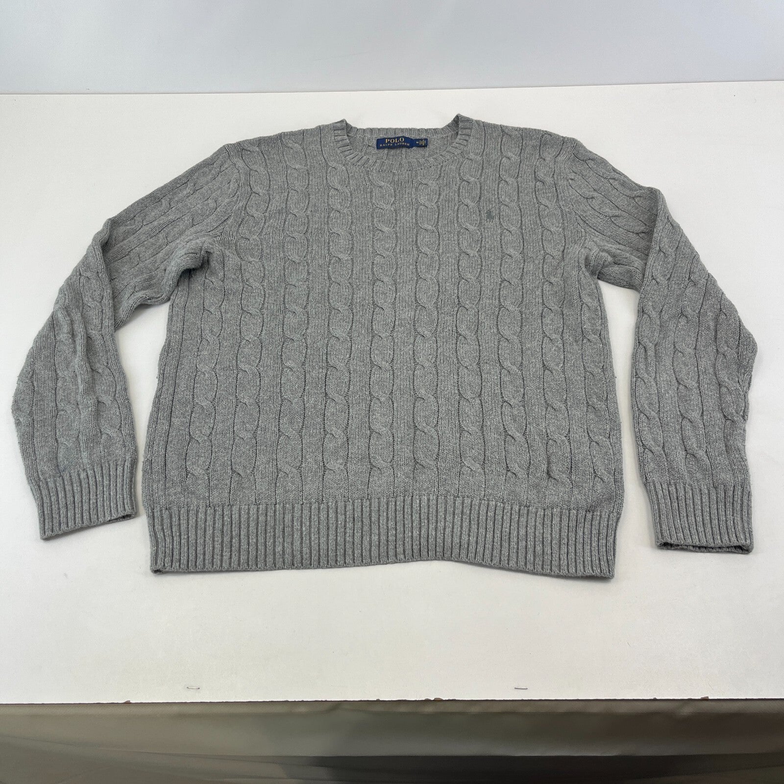 Polo Ralph Lauren 100% Cotton Jumper Men's size M in Grey Crew Neck Sweater