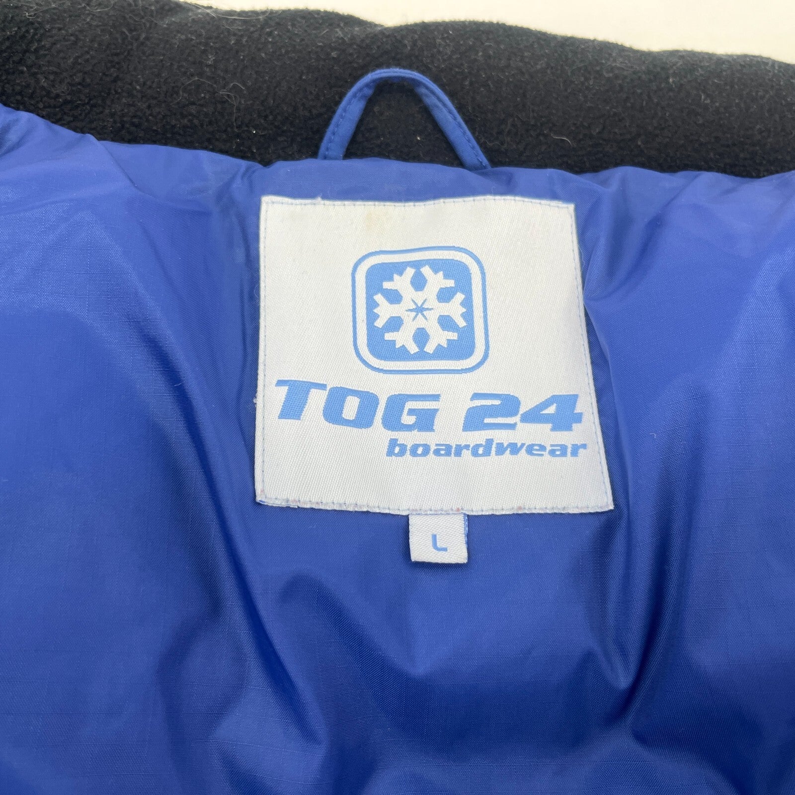 Tog 24 Boardwear Quilted Puffer Bomber Jacket in Blue size Large Ski Wear