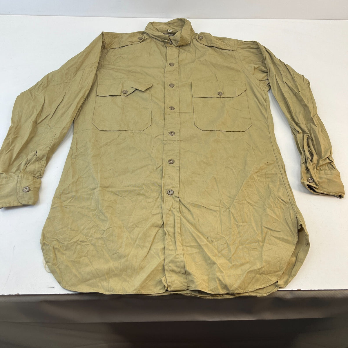 Vintage US Army Officer's Twill Workwear Shirt Long Sleeve Military size L