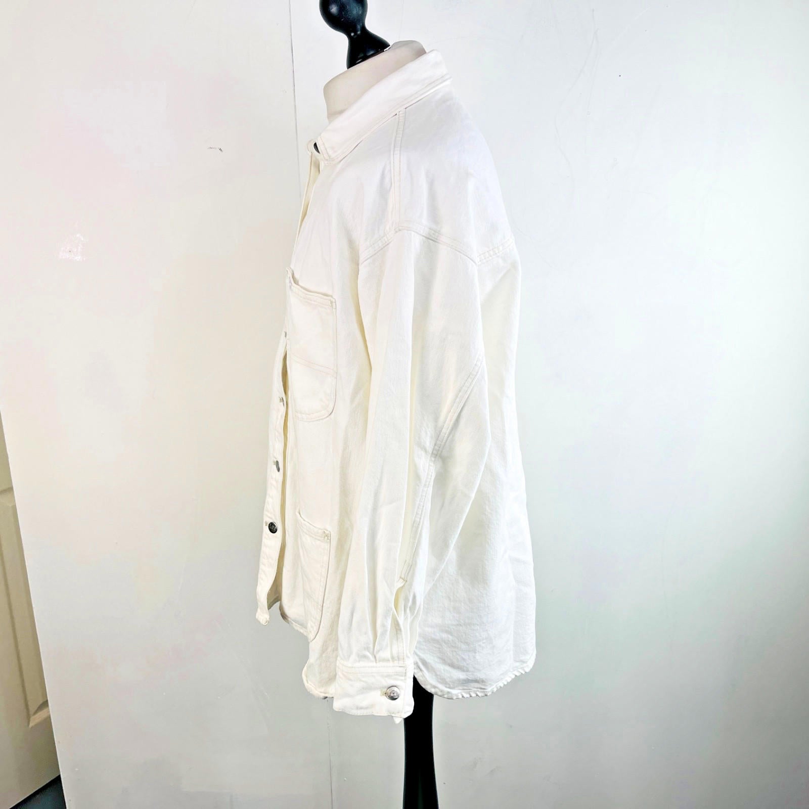Lee at H&M Overshirt Mens Denim Shacket in White size L Oversized 100% Cotton